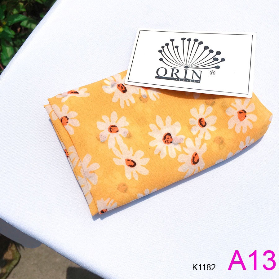 ( Sale 3 ngày) Khăn Turban Headband Bandana vải voan hoa cúc nhiều màu Orin K1182