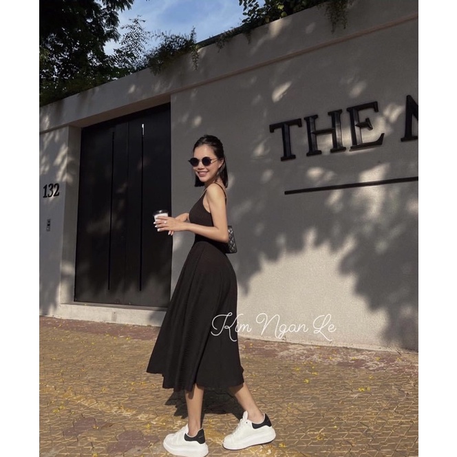 Đầm Dáng Xoè Mùa Hè Maxi Co Giãn Cổ Tròn Dáng Phồng byChang