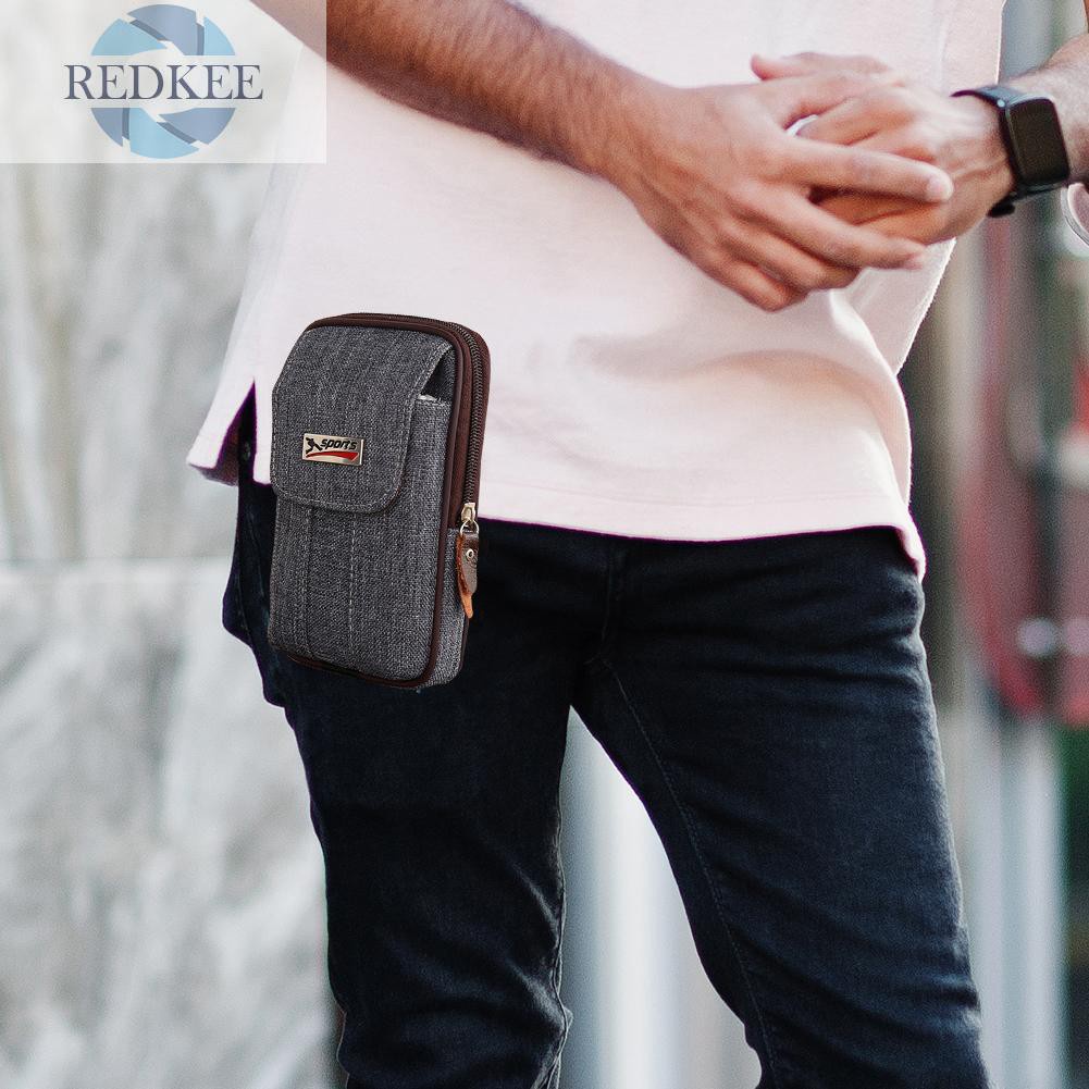 Redkee Multi-function Casual Men Fanny Waist Bags Canvas Mobile Phone Bum Pouch