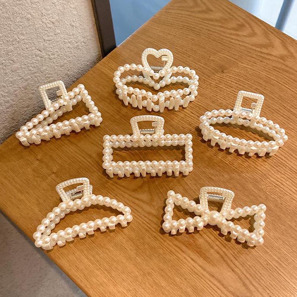 Kẹp Tóc Càng Cua Đính Ngọc Trai Màu Sắc Ngọt Ngào