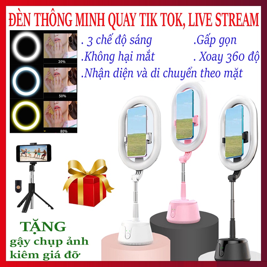 Giá để điện thoại live stream tự động nhận diện khuôn mặt và quay theo, Phụ kiện phát trực tiếp chính hãng