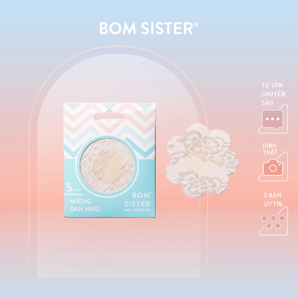 5 cặp dán nhũ vải ren hình hoa BOM SISTER D013