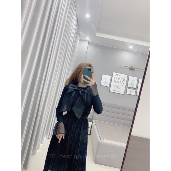 Áo len tiểu thư kèm nơ