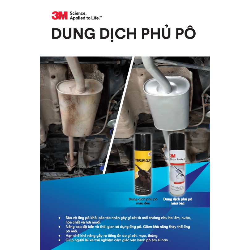 Chai Xịt Phủ bảo vệ Pô - Ống Xả 3M - Màu Bạc 250ml - Tặng miếng thơm - Voucher 20k đơn hàng từ 299k