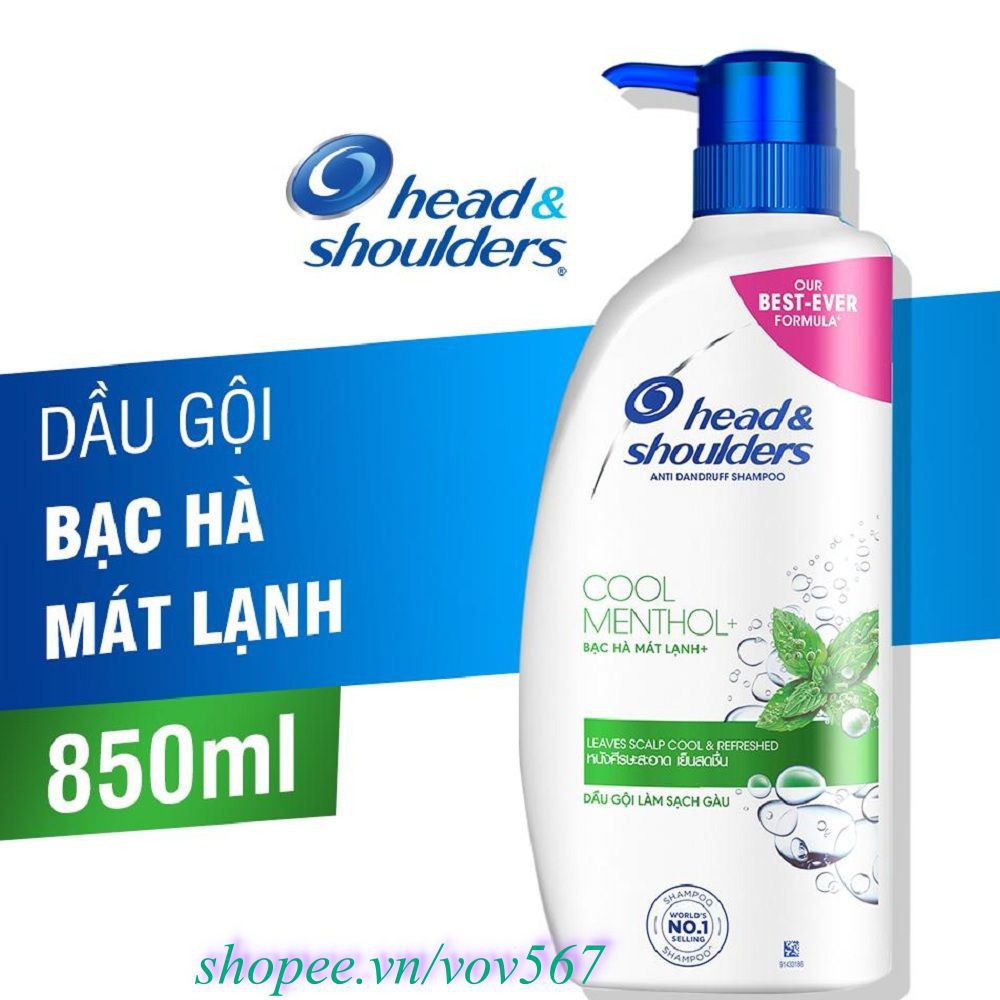 Dầu gội trị gàu Head & Shoulders 850ml Cool Menthol Công thức tinh dầu bạc hà mát, 100% chính hãng, cung cấp và bảo