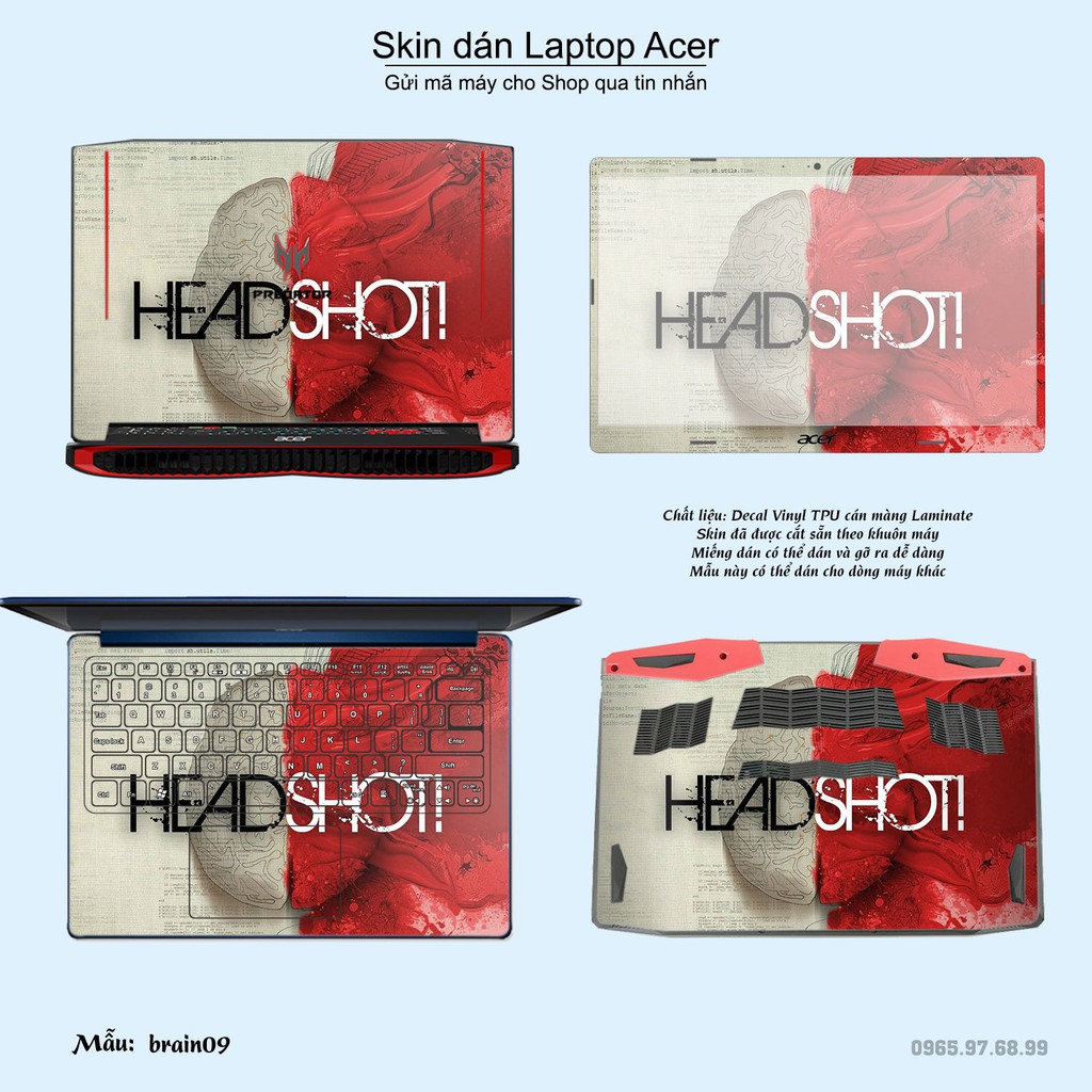 Skin dán Laptop Acer in hình Left Brain Right Brain (inbox mã máy cho Shop)