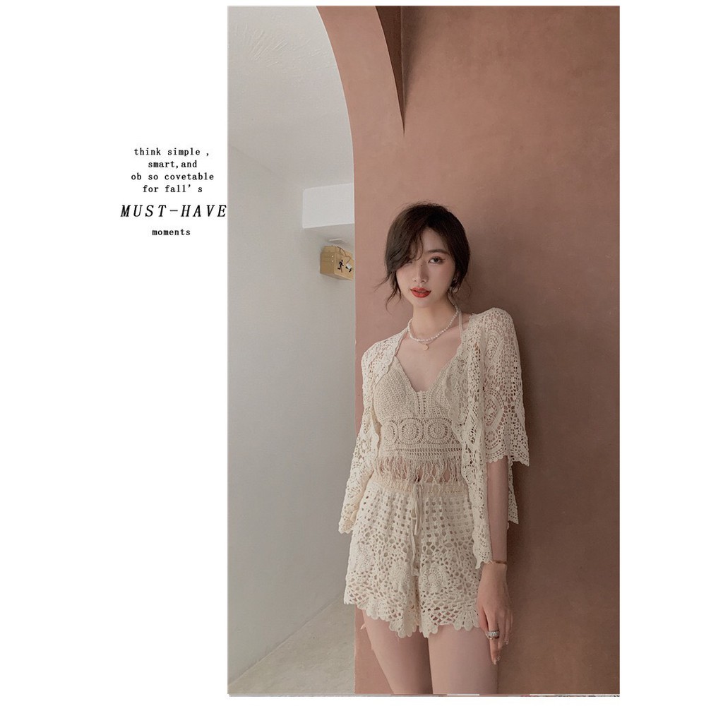 [HÀNG CAO CẤP + KIỂU MỚI] Set bikini len 2 mảnh áo đồng xu tua rua HOT 2021 | BigBuy360 - bigbuy360.vn