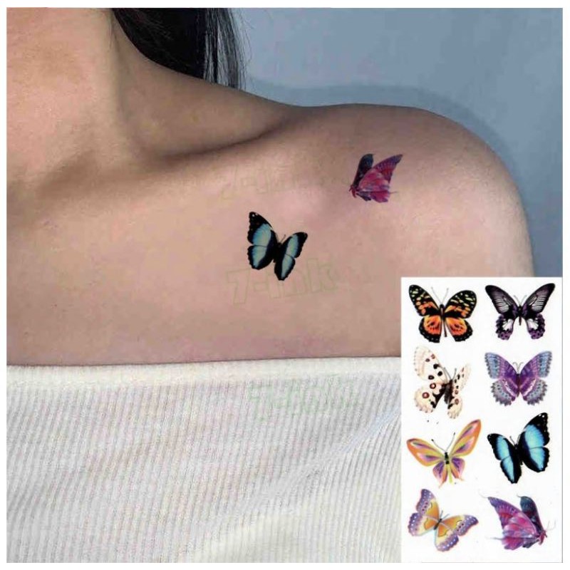 Hình xăm bướm j30. Xăm dán tatoo mini tạm thời, size &lt;10x6cm