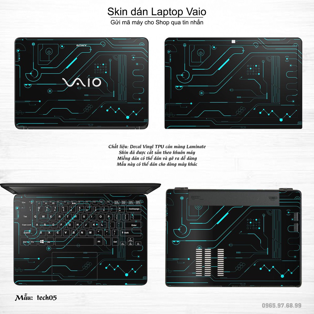 Skin dán Laptop Sony Vaio in hình Công nghệ (inbox mã máy cho Shop)