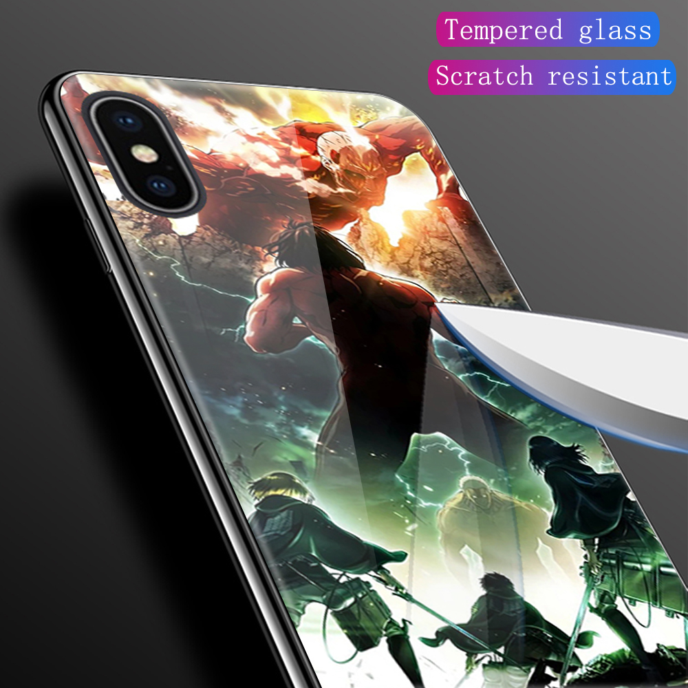 Ốp Lưng Mặt Kính Họa Tiết Attack On Titan Cho Iphone 6 6s 7 8 Plus X Xr Xs Max 11 12 Pro Max 12 Mini