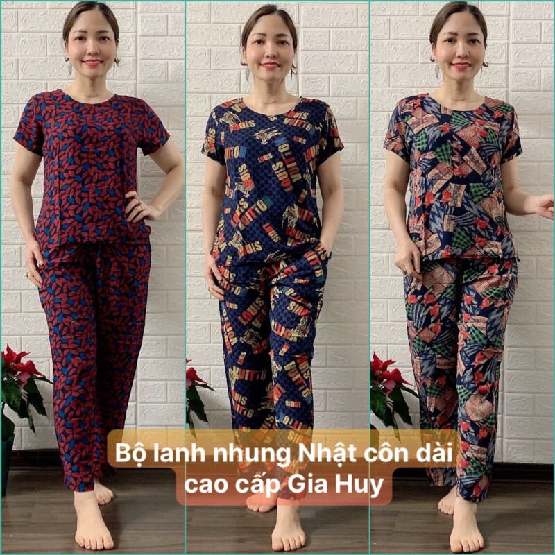 Đồ Bộ Trung Niên Cho Mẹ Cho Bà - Bộ Lanh Nhung Quần Dài Ống Côn Gia Huy - Hàng Loại 1- SANSAN Shop