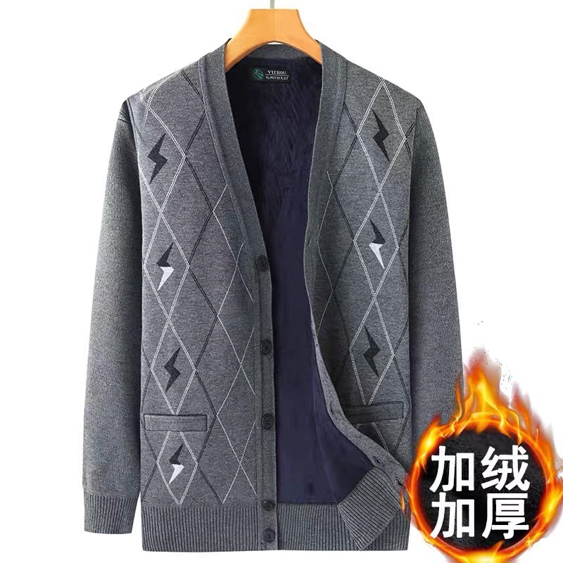 Áo khoác len nam lót nỉ cho người già và nam trung niên