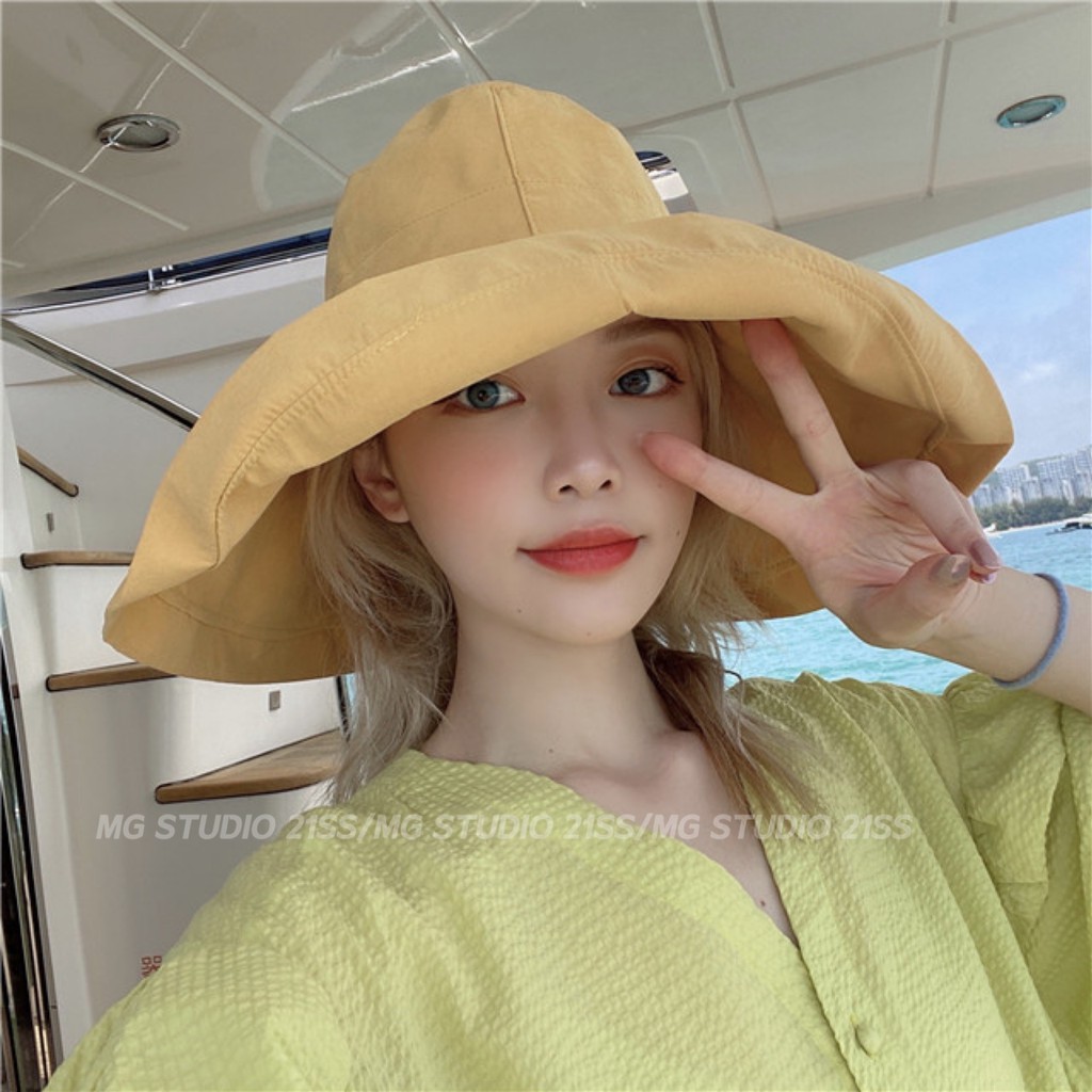 Mũ Tai Bèo MG STUDIO Rộng Vành Bằng Vải Nhung Da Đào Với 4 Màu Sắc Lựa Chọn