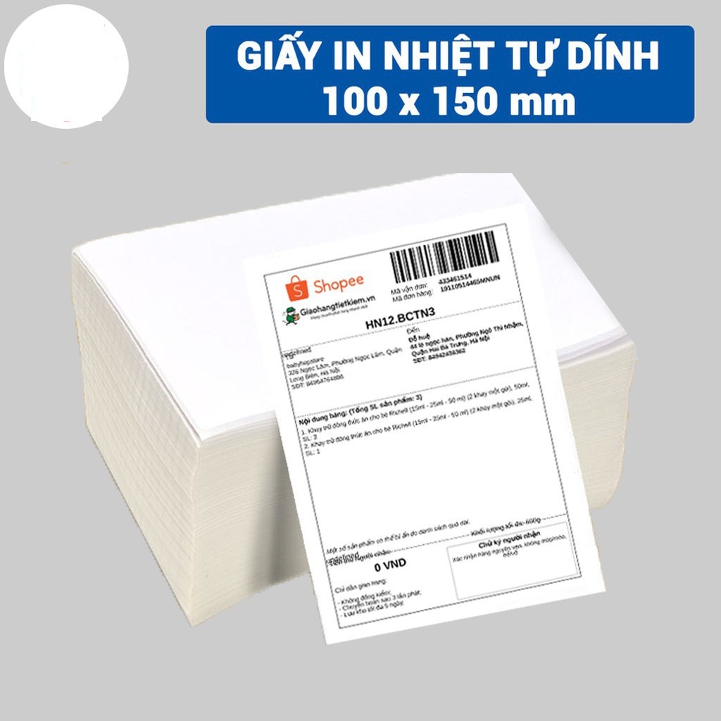 Giấy in nhiệt khổ 100x150, in đơn hàng thương mại điện tử