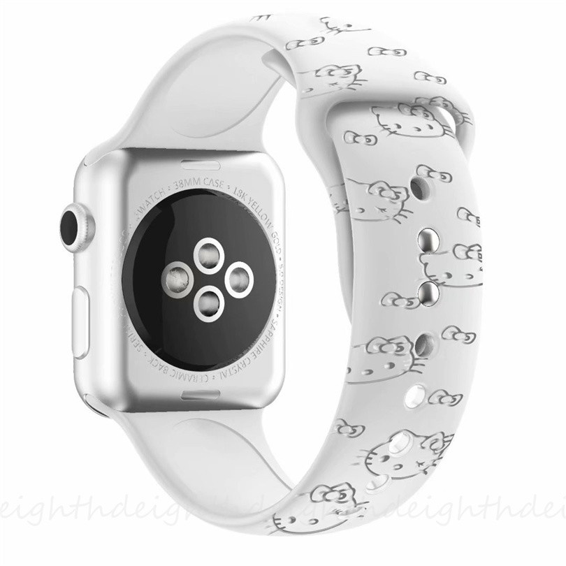 Dây đeo silicon mềm họa tiết mèo hoạt hình cho iwatch dòng 7 6 se 5 4 3 2 1 kích thước 41mm 45mm 44mm 40mm 42mm 38mm