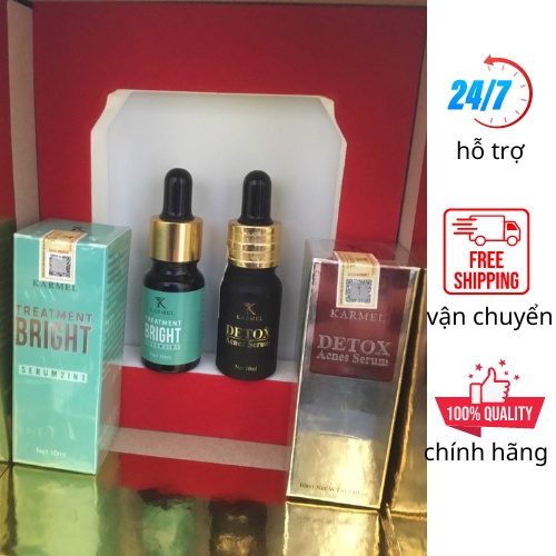 Serum karmel sạch mụn đầu đen bã nhờ da sần vỏ cam, mờ vết thâm nám đồng đều mầu da