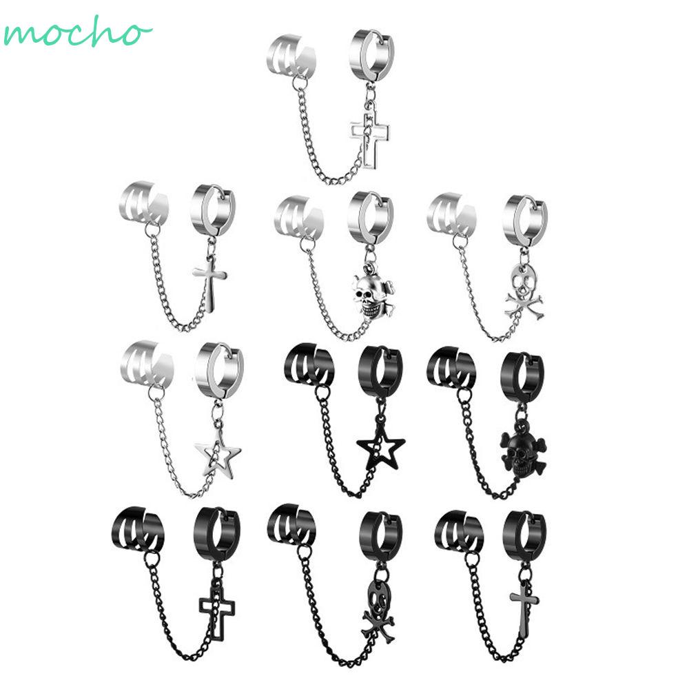 Bông tai dạng kẹp hình chữ thập/ đầu lâu/ ngôi sao phong cách hip hop Hàn Quốc cho nam