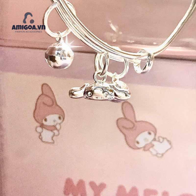 ✨✨Sanrio Vòng Đeo Tay Gắn Chuông Họa Tiết Chú Chó Kuromi Đáng Yêu Cho Nữ