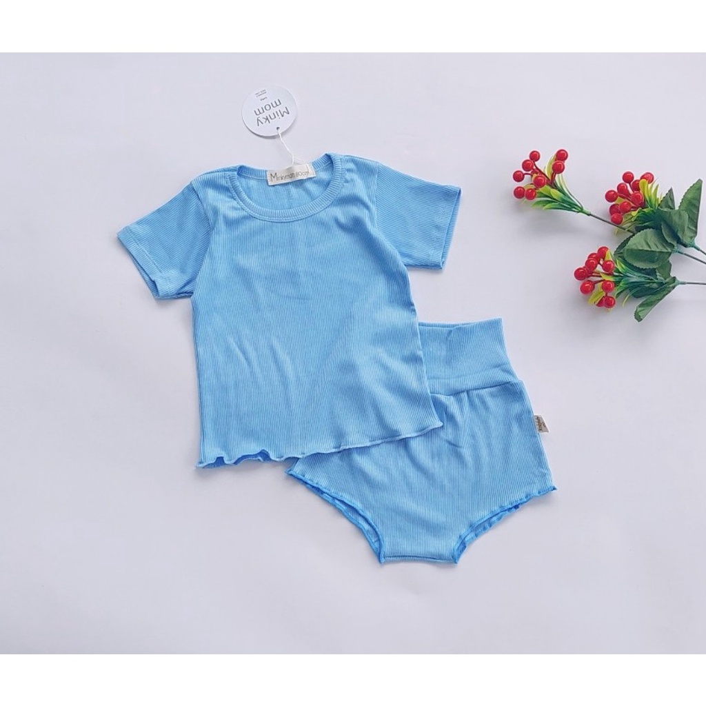 Bộ cộc tay vải tăm lạnh cho bé 7-18kg, quần cạp cao co giãn 4 chiều, hàng đẹp - BO29