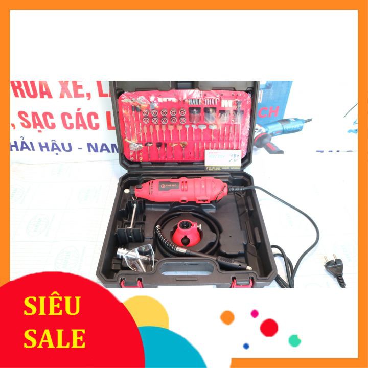 Bộ Máy Khoan Mài Cắt Khắc Mini Đa Năng Kingpro 200W 150 Chi Tiết (Đỏ) Điều Chỉnh 6 Tốc Độ