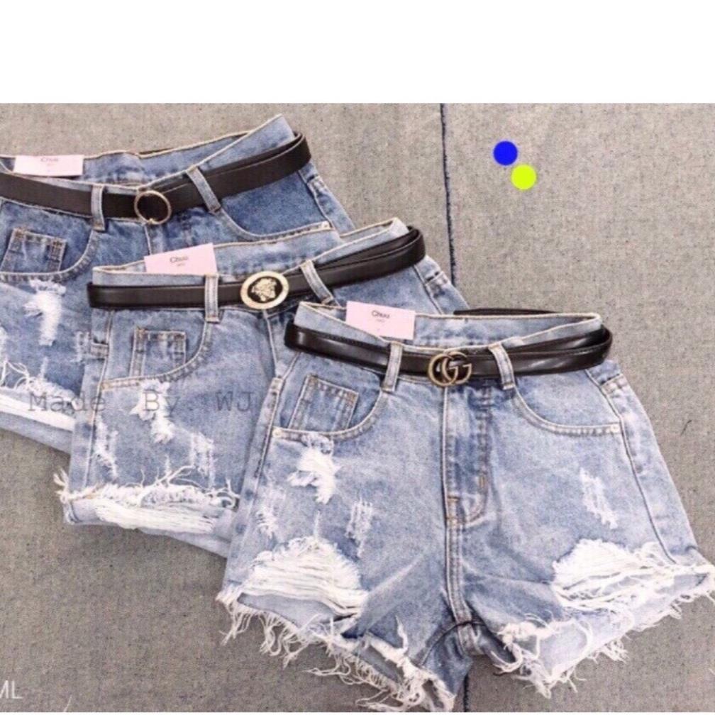 QUẦN SHORT JEAN NỮ RÁCH TRƯỚC ĐEN - TRẮNG 0025