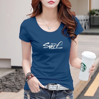 Áo thun tay ngắn vải cotton thiết kế đơn giản phong cách năng động cho nữ