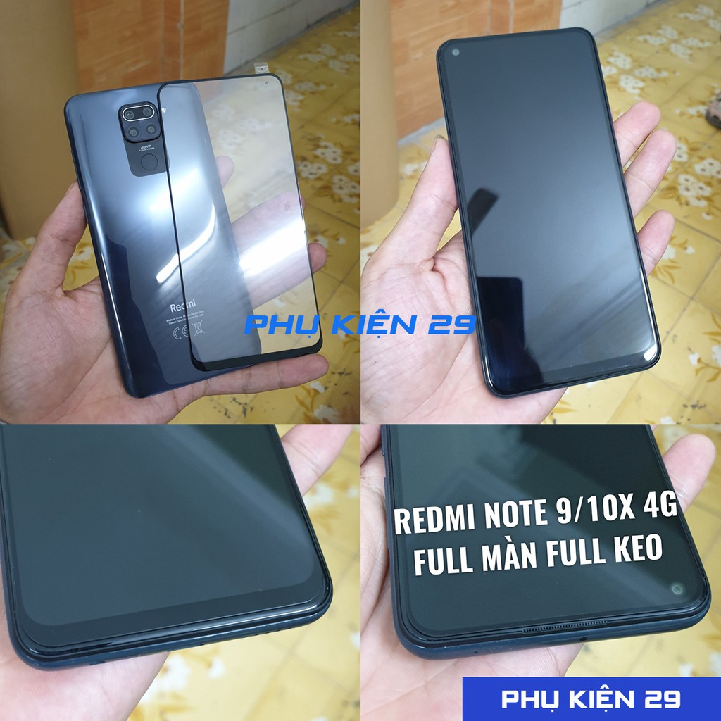 [Mã ELMS10 giảm 6% đơn 50K] [Xiaomi Redmi 10X 4G/ Redmi Note 9] Dán kính cường lực FULL màn FULL keo