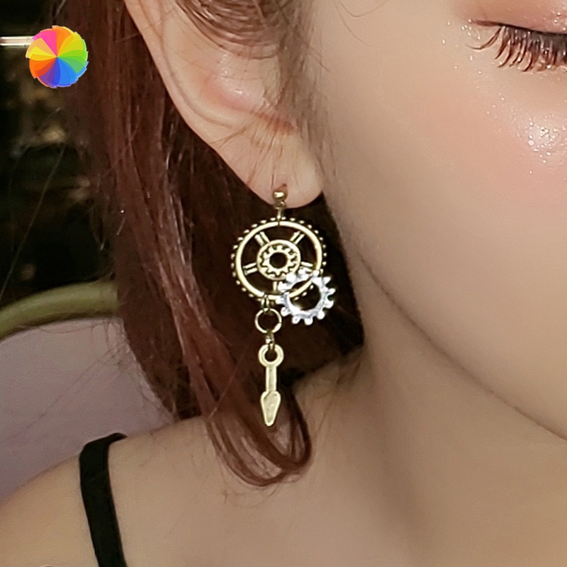 Cặp khuyên tai hình bánh răng phong cách steampunk dành cho phái đẹp