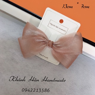 Kẹp tóc nơ màu be size 13cm * 7cm cho bé gái ( ảnh thật )