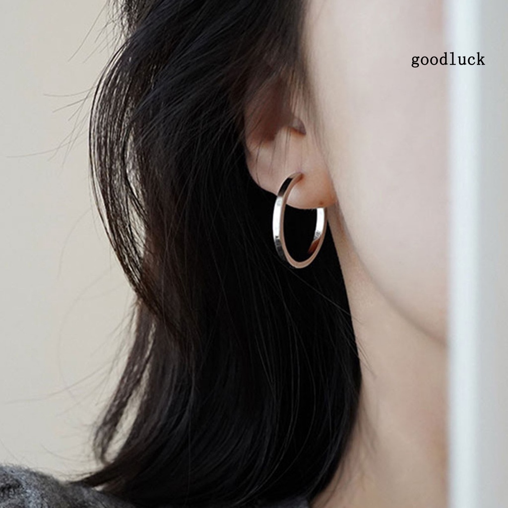1 Cặp Khuyên Tai Tròn Bề Mặt Mịn Thời Trang Cho Nữ