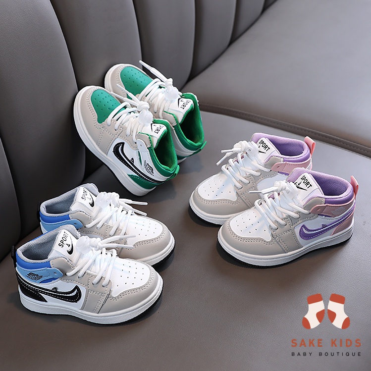 Giày sneakers bé trai bé gái-Giày thể thao SPORT cao cổ êm chân dây quai năng động thoáng khí cho bé 1-8 tuổi M77
