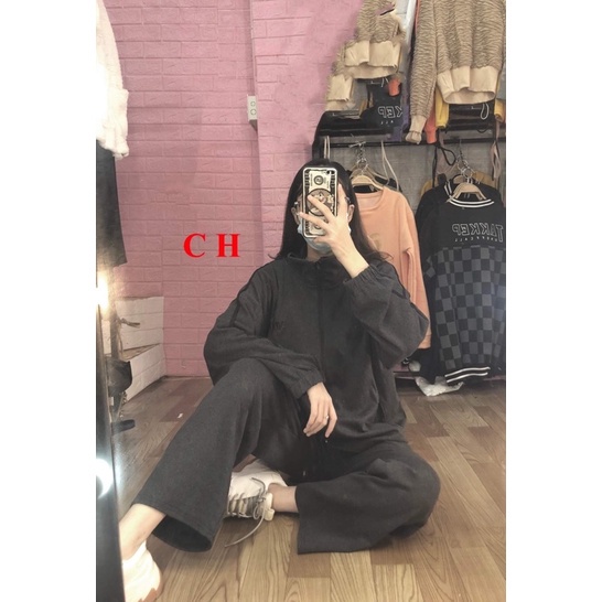 [ẢNH THẬT] Sét bộ thể thao chạy rót thêu nex Chất bo tăm dày dặn - Bộ đồ gồm áo khoác kéo khoá + quần ống rộng form rộng
