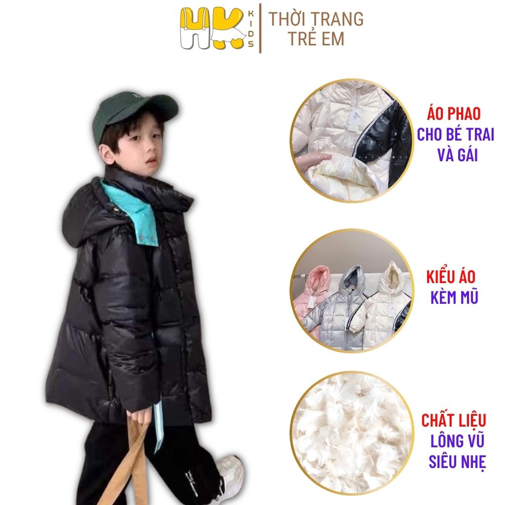 Áo khoác lông vũ cho bé từ 1 đến 8 tuổi, áo phao dáng dài siêu nhẹ cho bé trai và gái - HK KIDS (mã 78197)