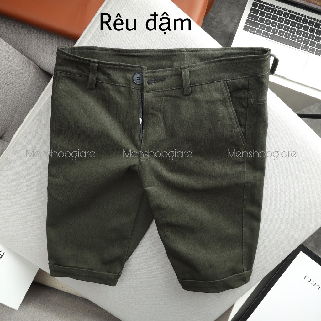 QUẦN SHORT KAKI CO GIÃN - ngang gối