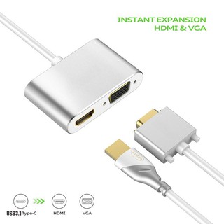 Cáp chuyển usb type c sang hdmi + vga 4k - type-c to hdmi +vga - type2