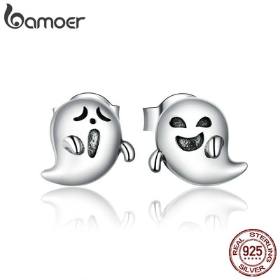 Bamoer Bông Tai bạc 925 bse421 Hình Ma Quỷ Nhỏ Xinh Cho Nữ