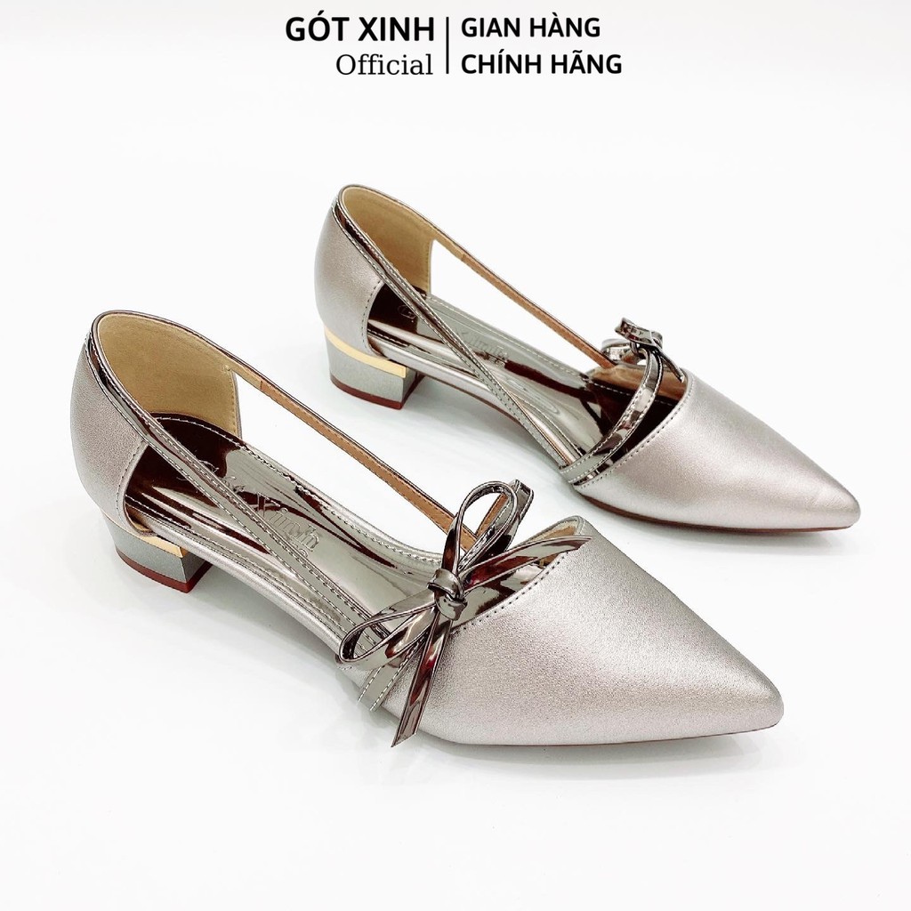 Giày cao gót nữ GÓT XINH G10 da mờ đế vuông cao 3cm