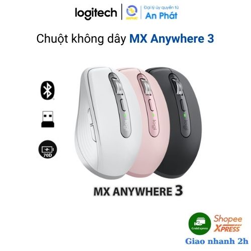 Chuột không dây bluetooth Logitech MX Anywhere 3 Sạc nhanh USBC, Cuộn siêu nhanh