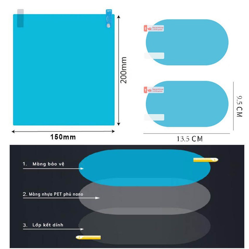 [Mã LIFEAUMAY giảm 10% tối đa 30k đơn 150k] Bộ 2 Miếng Dán Chống Bám Nước Gương Chiếu Hậu - Kính Cửa Xe Ô TÔ