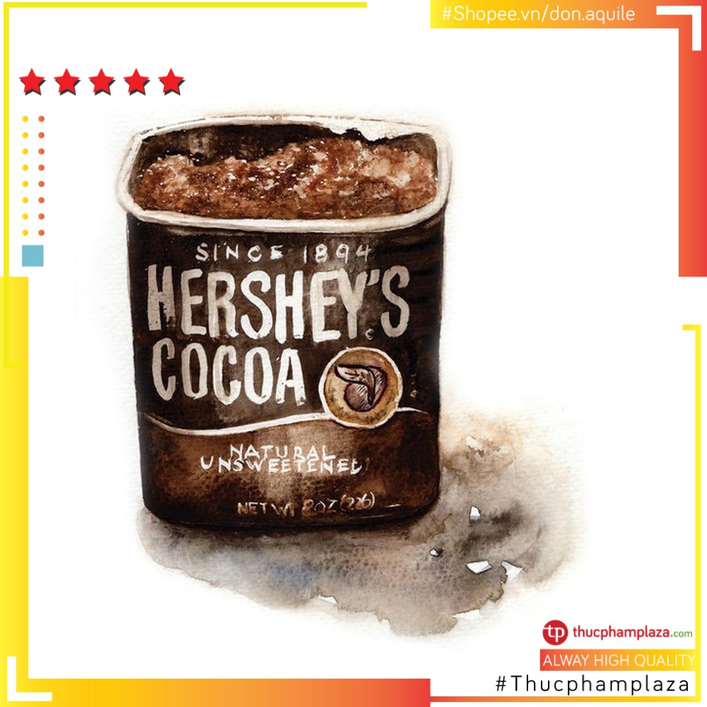 Bột Sôcôla Hershey’s nguyên chất 100 phần trăm Cacao không đường