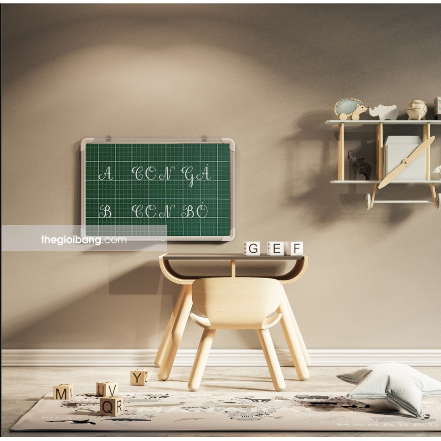 Bảng từ xanh viết phấn Hàn Quốc Tân Hà - bảng luyện chữ - kích thước 60x80, 60x100, 80x120cm, tặng kèm phụ kiện