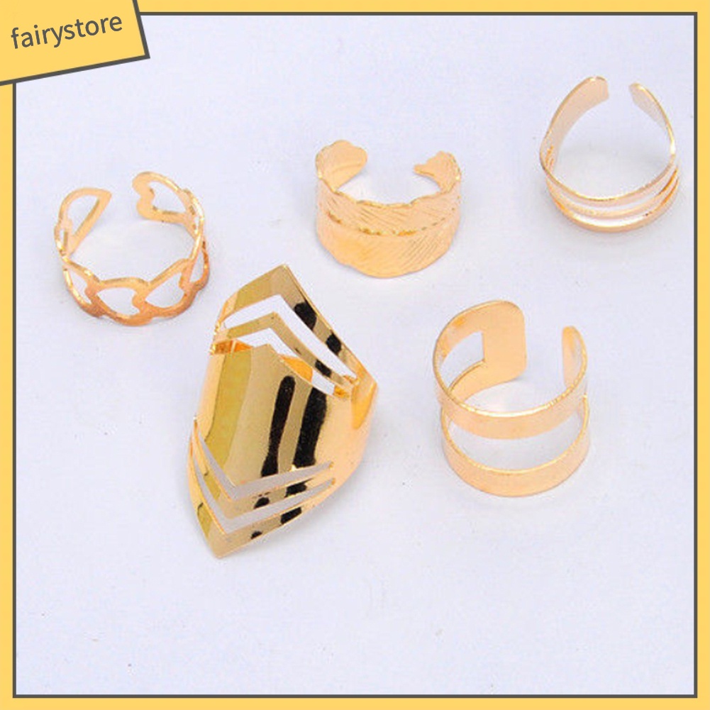 Set 5 Nhẫn Đeo Đốt Ngón Tay Thiết Kế Đa Dạng Thời Trang Cho Nữ