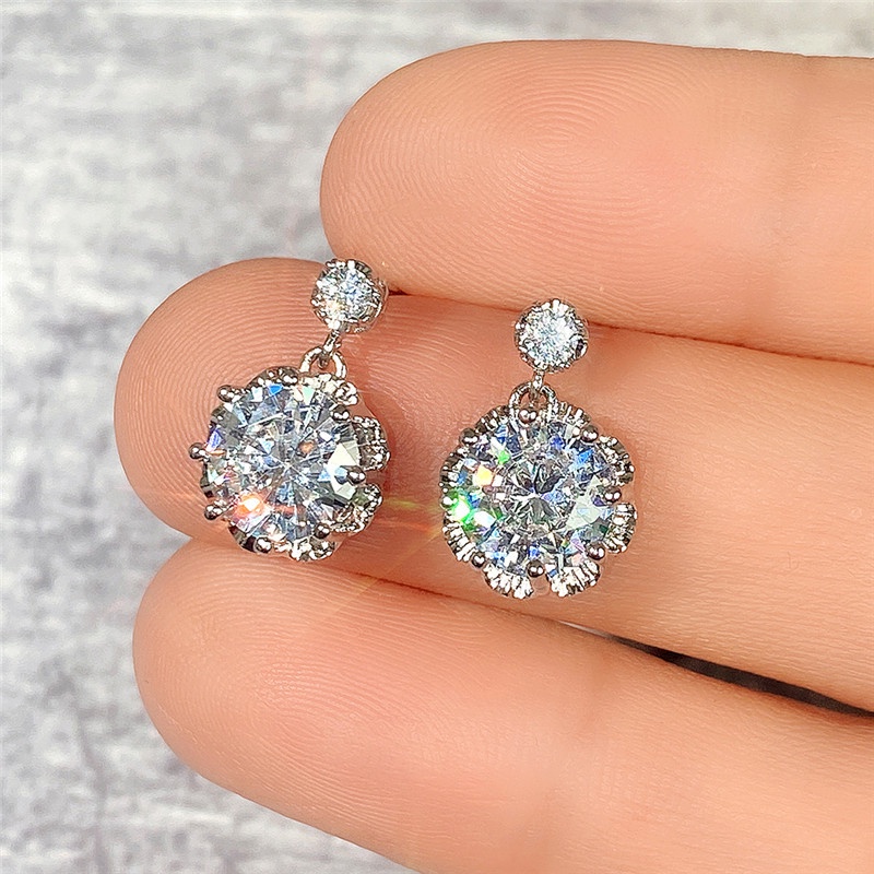 Bông Tai Đính Đá Zircon Lấp Lánh Thời Trang Cao Cấp Cho Nữ