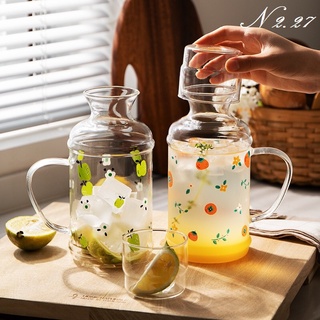 Set bình kèm cốc thuỷ tinh 1L, bình thủy tinh cao cấp đựng nước hoa quả, trà hoa 2.27