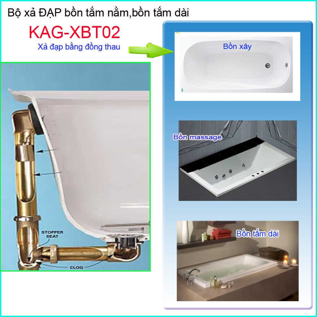 Xả đạp bồn tắm bằng đồng thau KAG-XBT02, Bộ xả dùng cho bồn tắm nằm , xả đạp chân bồn tắm siêu bền sử dụng tốt