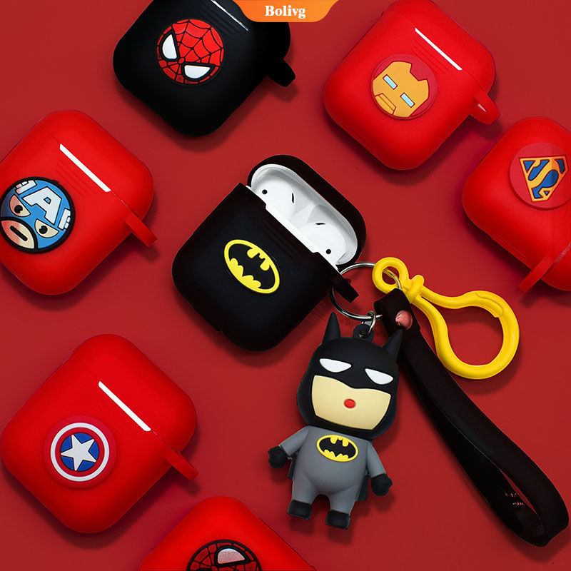 Vỏ Bọc Silicone Bảo Vệ Hộp Đựng Tai Nghe Airpod Chống Rơi Hình Siêu Anh Hùng / Người Dơi / Captain America / iron Man Dễ Thương | Ô Liu |