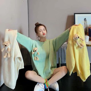 Áo len kèm gấu cài siêu cute
