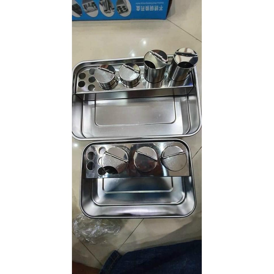Khay inox 4 ống đựng dụng cụ spa