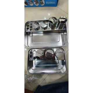 Khay inox 4 ống đựng dụng cụ spa