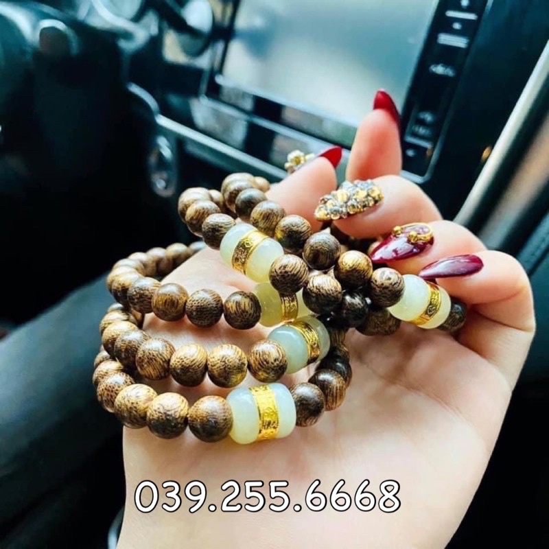 Vòng Tay TRẦM HƯƠNG tự nhiên kết hợp LU THỐNG
